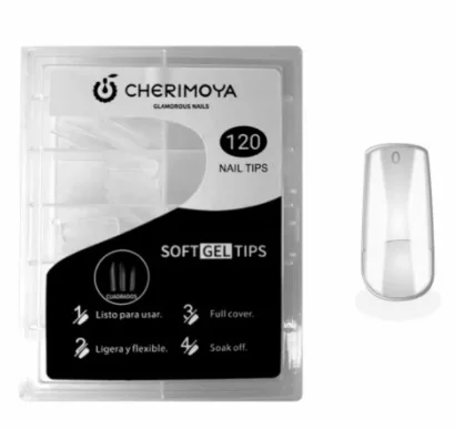 TIPS PARA SOFT GEL CUADRADO PRELIMADO 120PCS CHERIMOYA